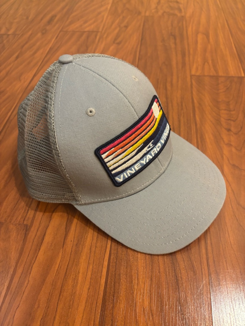 Vineyard Vines Gray Mesh Trucker SnapBack Hat with Multicolor Patch